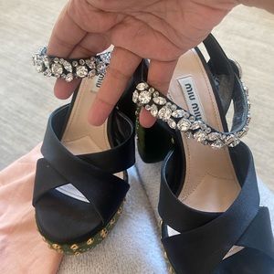 Miu miu platform heels . diamontes and velvet